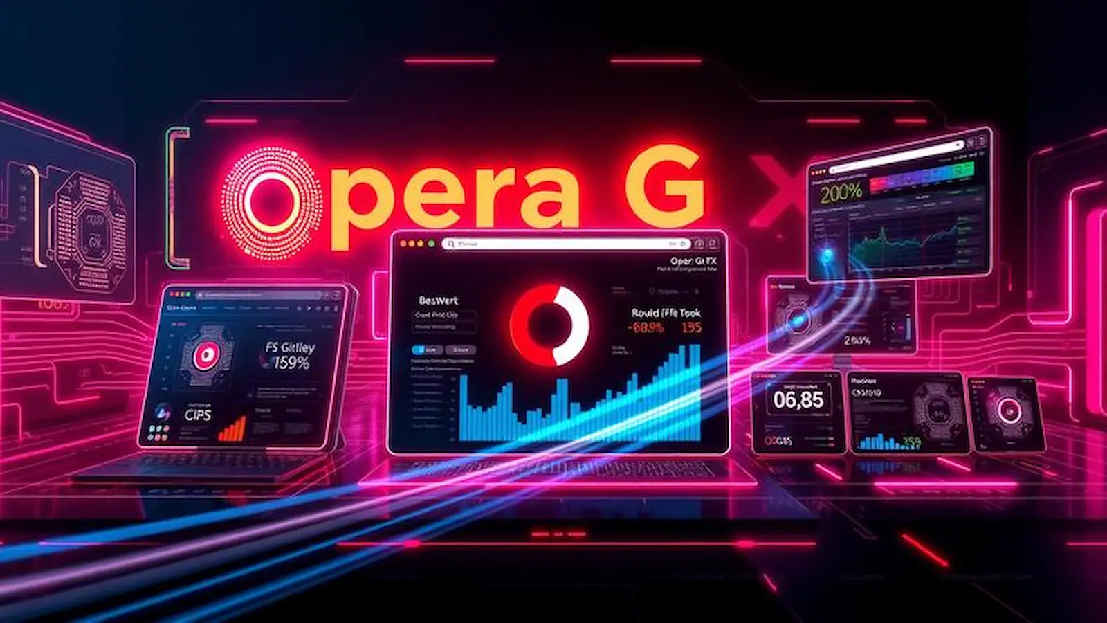 Opera GX browser interface showing performance controls and gaming features